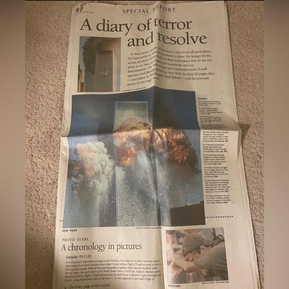 9/11 Newspaper Special Report. 20 pts. Atlanta Journal Constitution. 9.1…